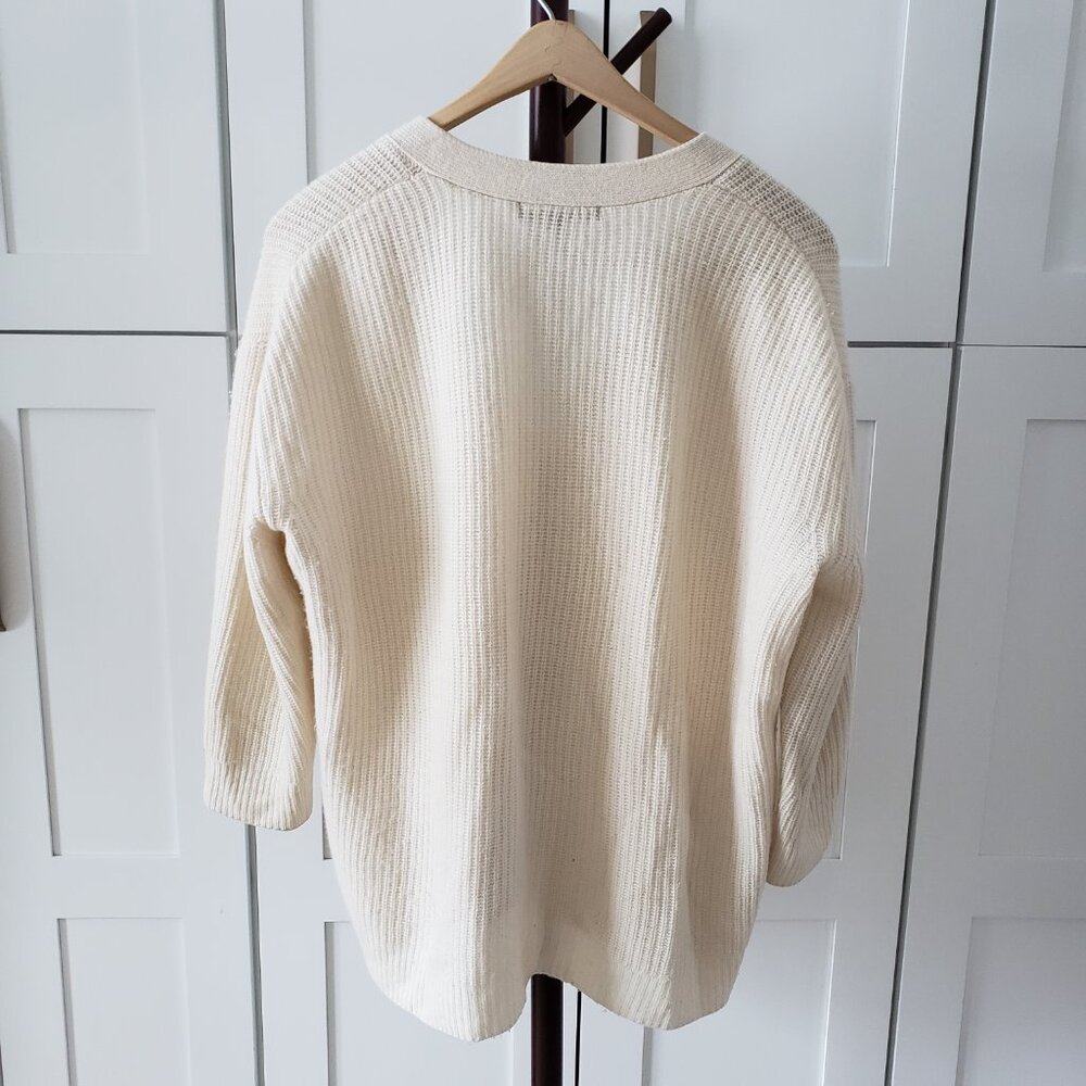 Quince Mongolian Cashmere Fisherman Boxy Cropped Cardigan Sweater Womens Ivory S - Picture 5 of 7